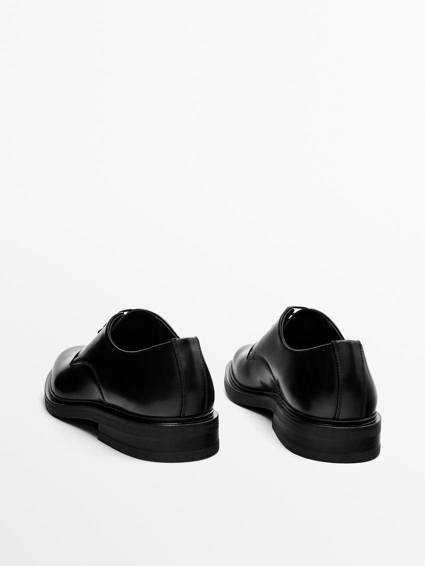 Massimo Dutti Smart Men Leather Shoes Black | US-SM2915408