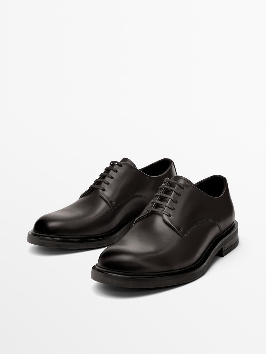 Massimo Dutti Smart Men Leather Shoes Dark Brown | US-SC0631945