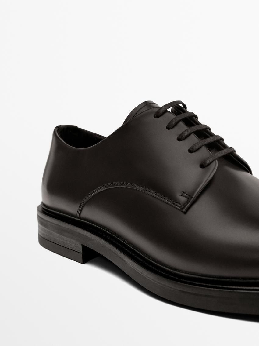 Massimo Dutti Smart Men Leather Shoes Dark Brown | US-SC0631945