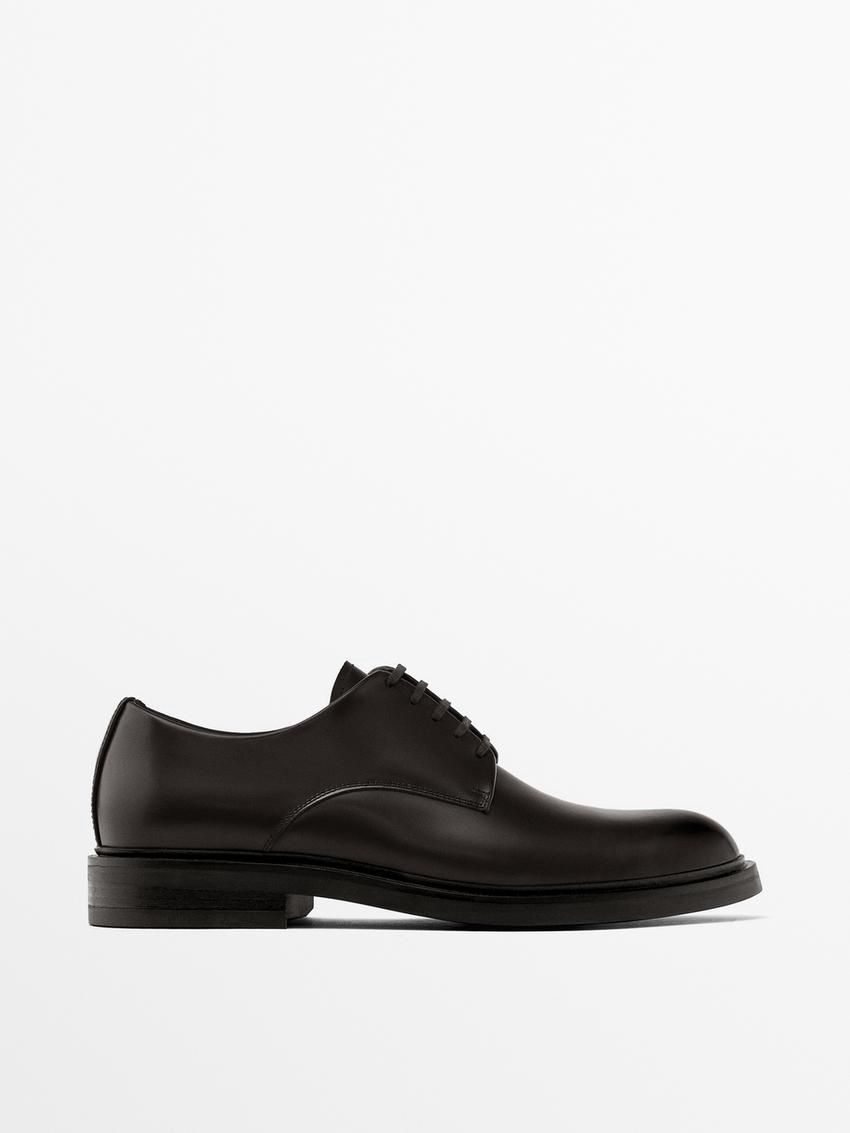 Massimo Dutti Smart Men Leather Shoes Dark Brown | US-SC0631945