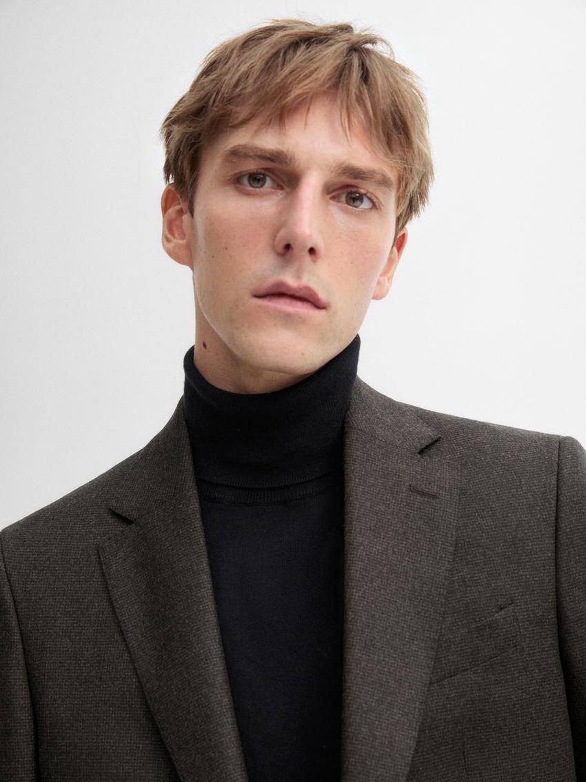 Massimo Dutti Smart Wool Men Blazer Chocolate | US-HN0473816