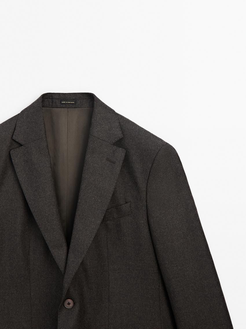 Massimo Dutti Smart Wool Men Blazer Chocolate | US-HN0473816