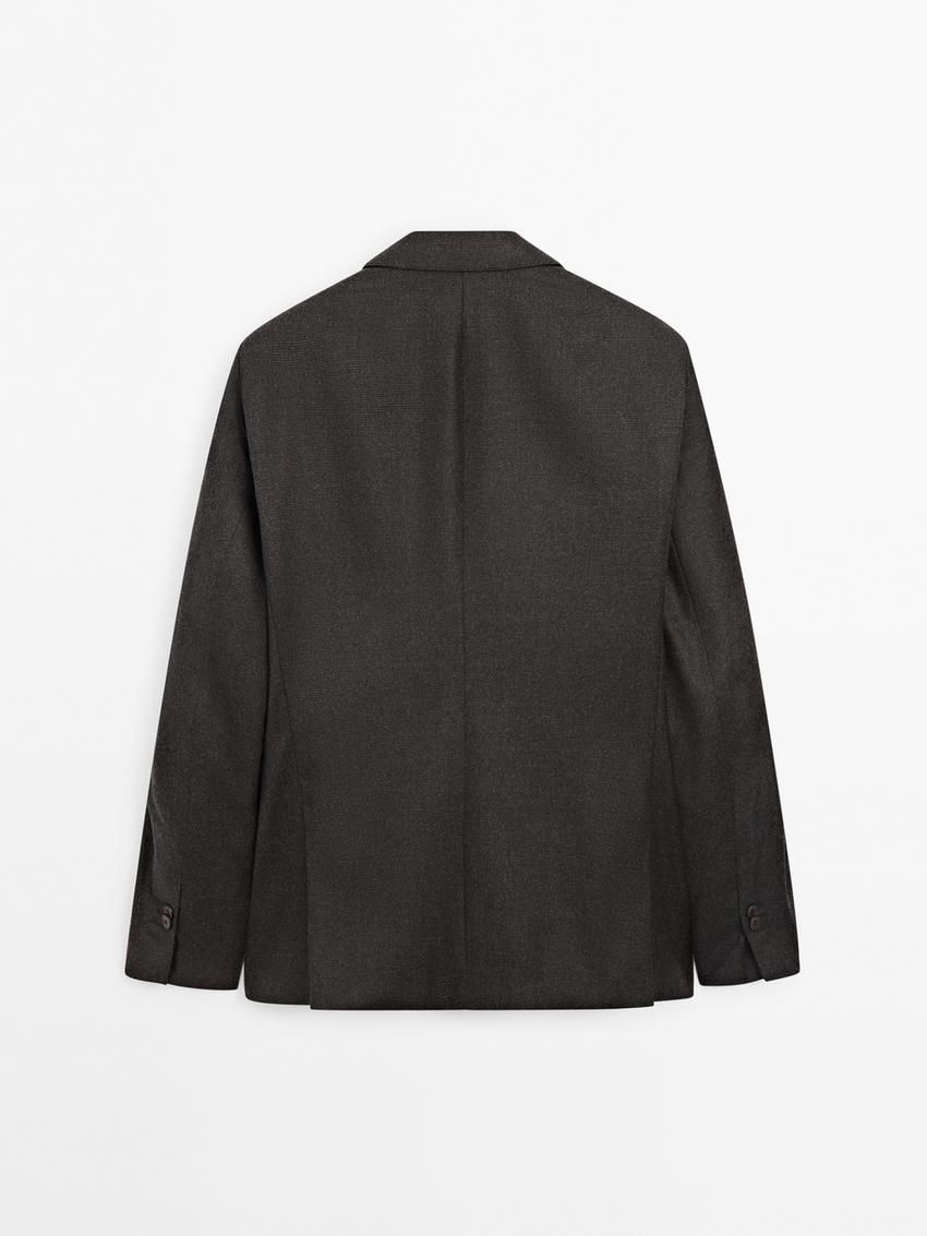 Massimo Dutti Smart Wool Men Blazer Chocolate | US-HN0473816