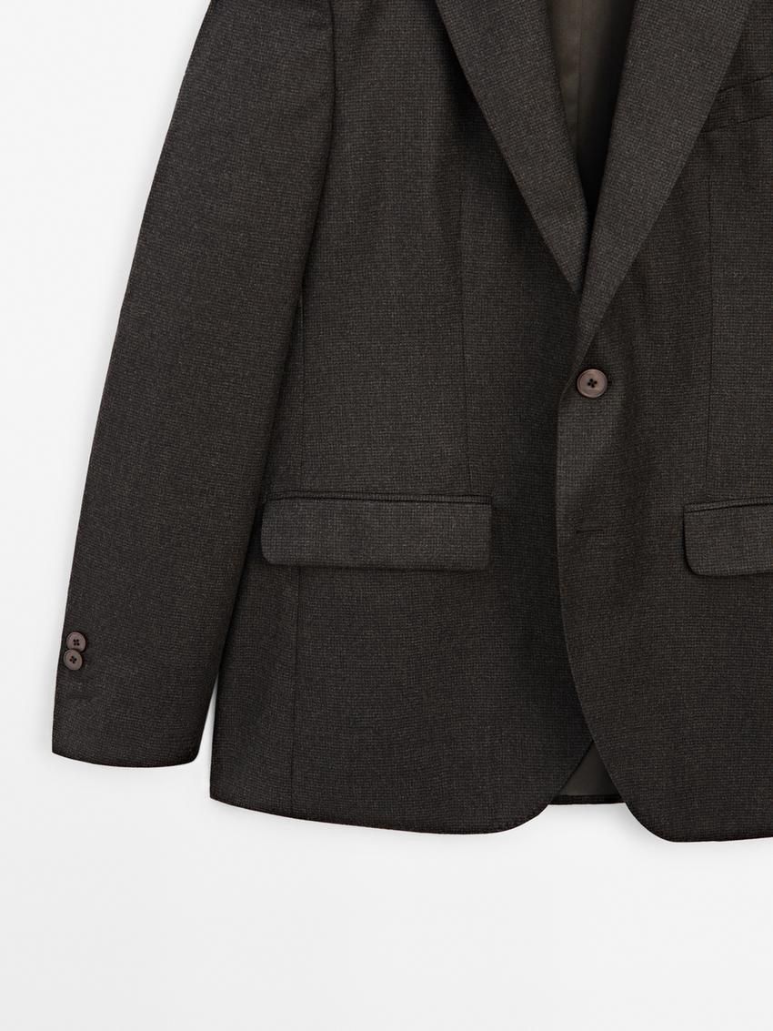 Massimo Dutti Smart Wool Men Blazer Chocolate | US-HN0473816