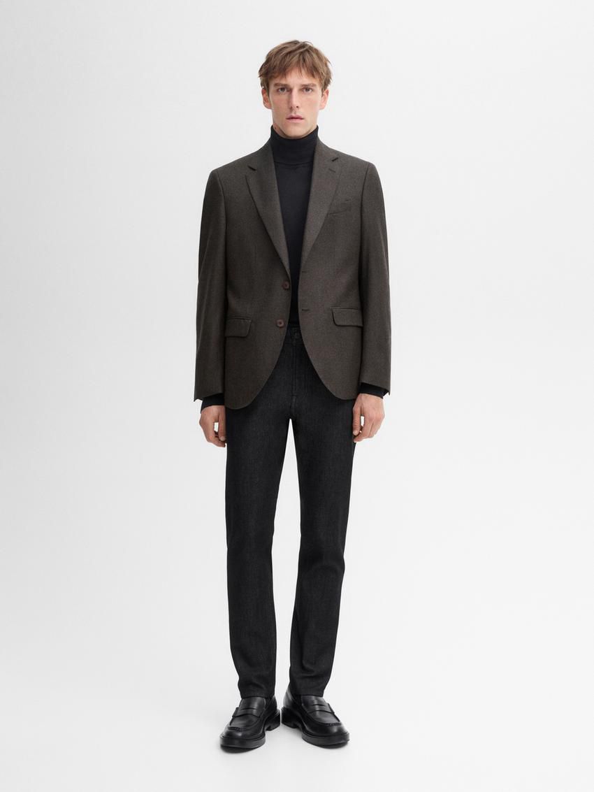 Massimo Dutti Smart Wool Men Blazer Chocolate | US-HN0473816