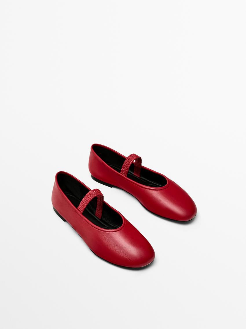 Massimo Dutti Soft Elastic Women Ballet Flats Red | US-VR9471523