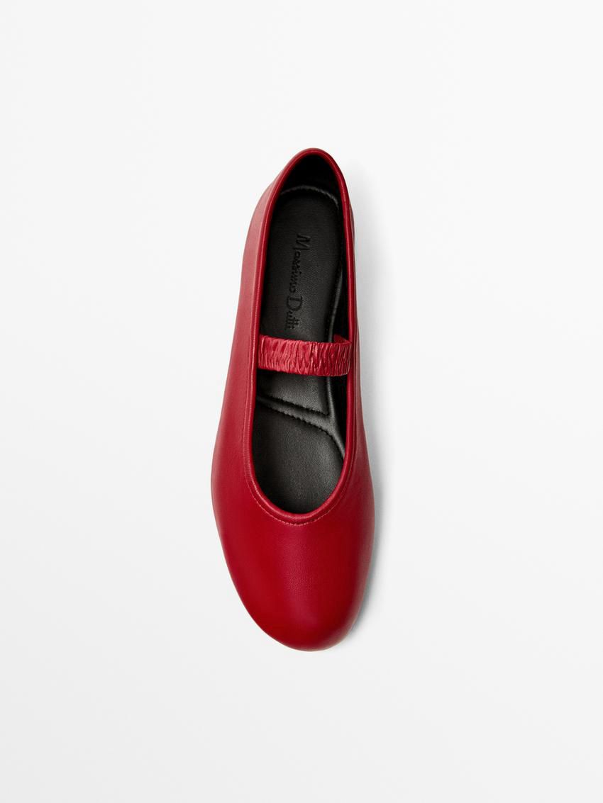 Massimo Dutti Soft Elastic Women Ballet Flats Red | US-VR9471523