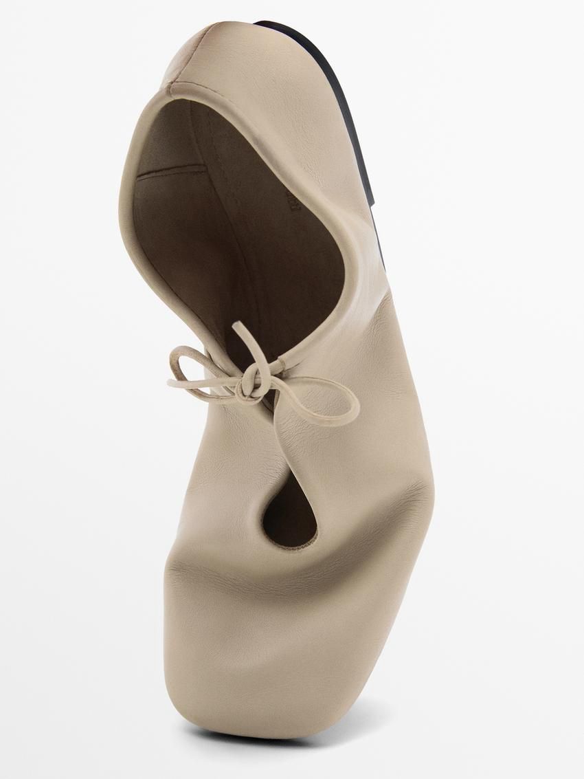 Massimo Dutti Soft Lace-up Women Ballet Flats Cream | US-NO4253910