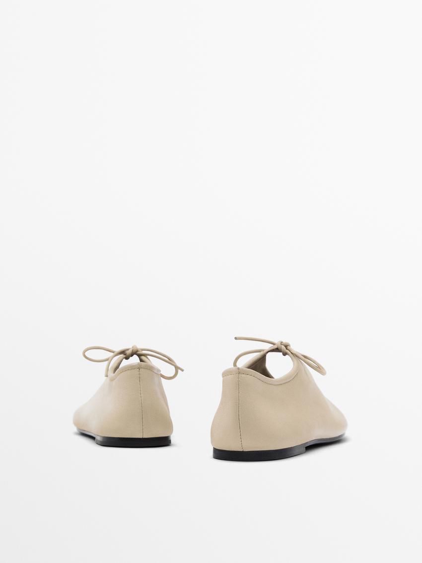 Massimo Dutti Soft Lace-up Women Ballet Flats Cream | US-NO4253910