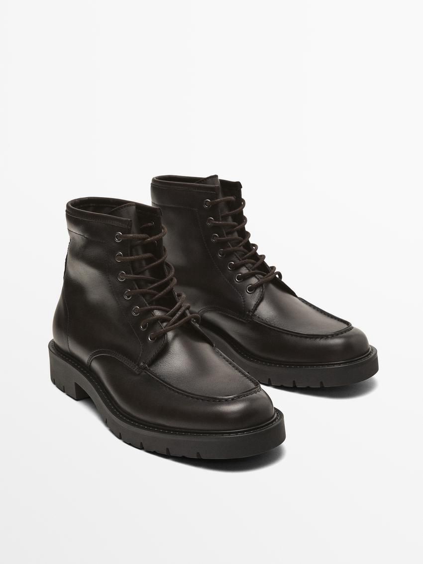 Massimo Dutti Soft Leathe Men Boots Dark Brown | US-MO2065139
