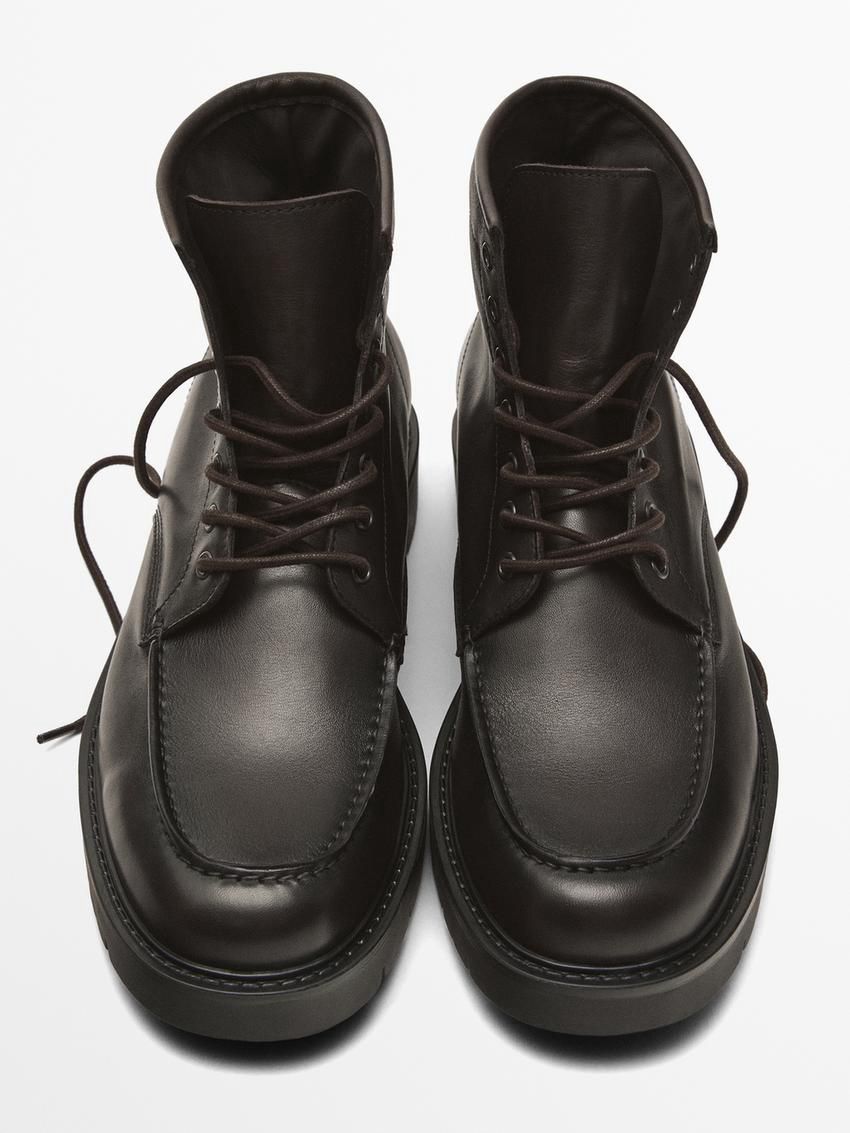 Massimo Dutti Soft Leathe Men Boots Dark Brown | US-MO2065139