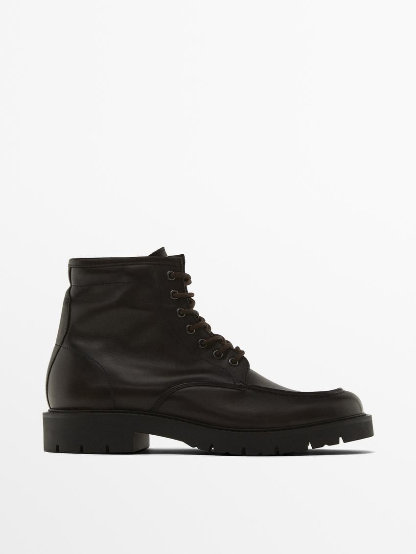 Massimo Dutti Soft Leathe Men Boots Dark Brown | US-MO2065139