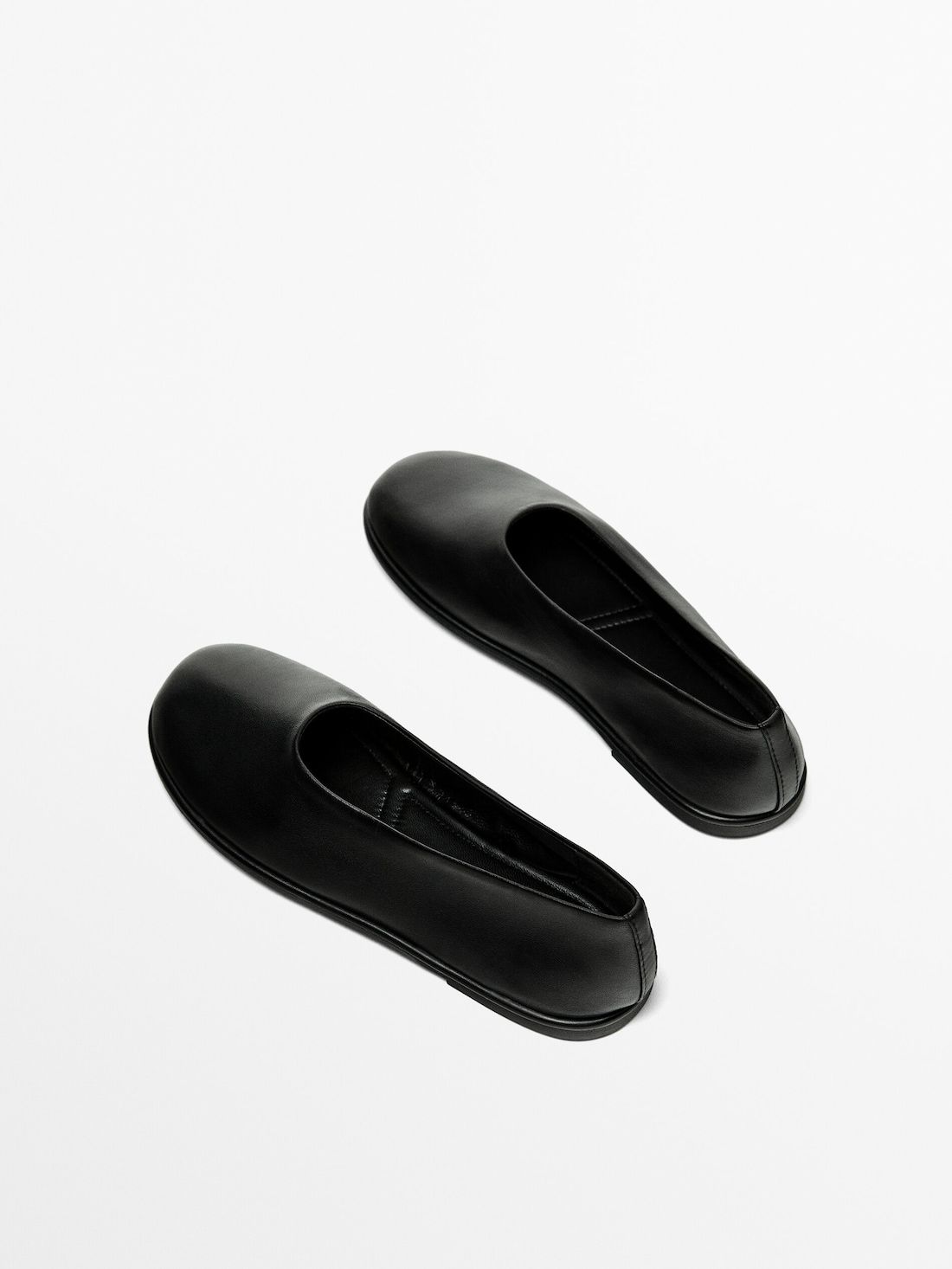 Massimo Dutti Soft Leather Women Ballet Flats Black | US-OY2859630