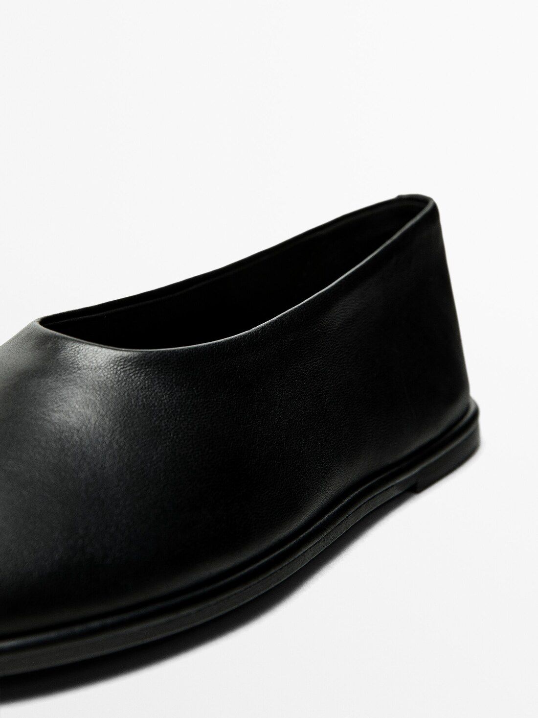 Massimo Dutti Soft Leather Women Ballet Flats Black | US-OY2859630