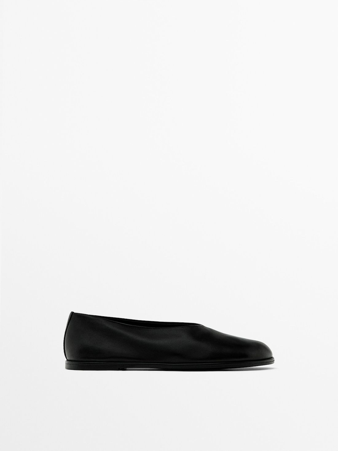 Massimo Dutti Soft Leather Women Ballet Flats Black | US-OY2859630