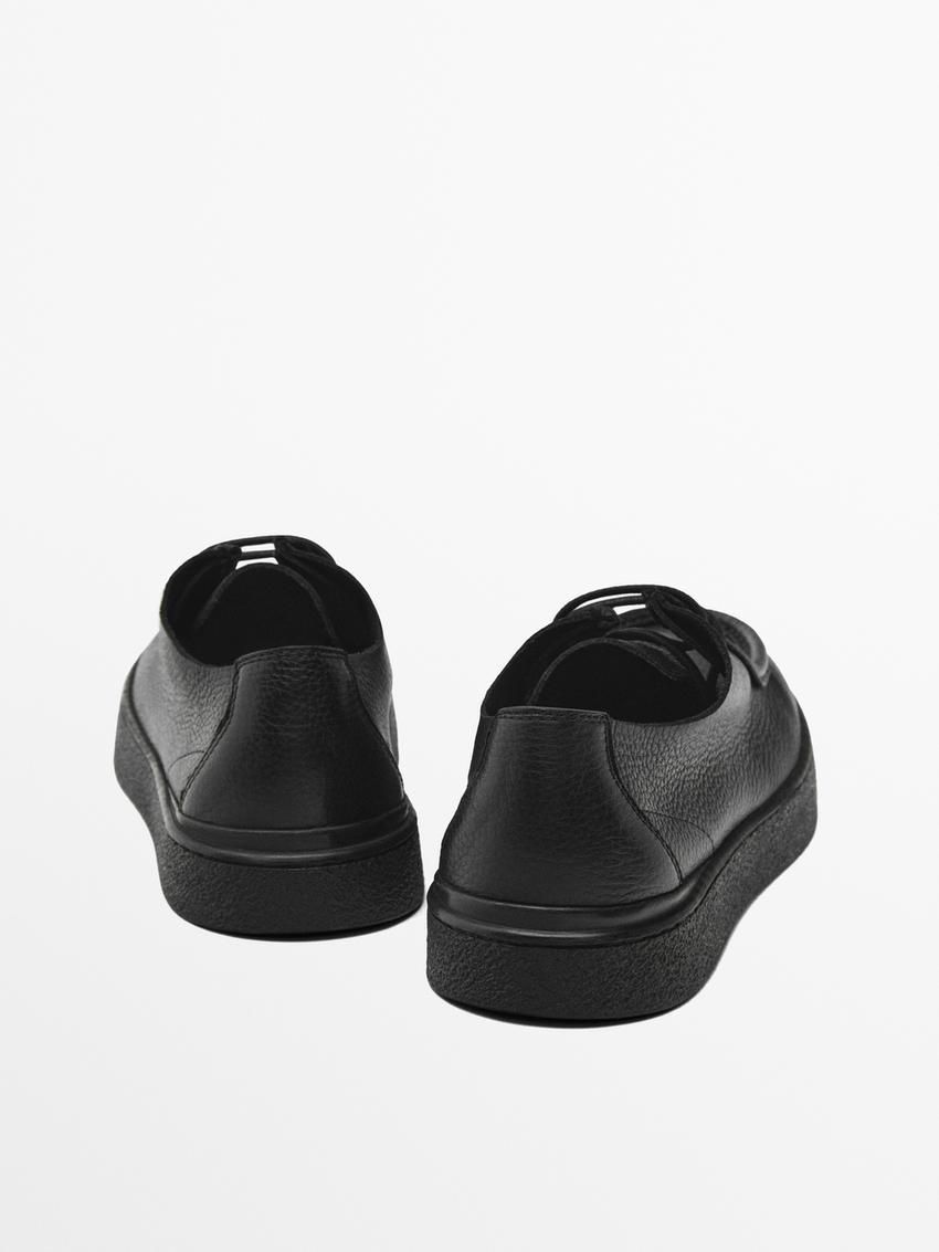 Massimo Dutti Soft Men Leather Shoes Black | US-UK5483716
