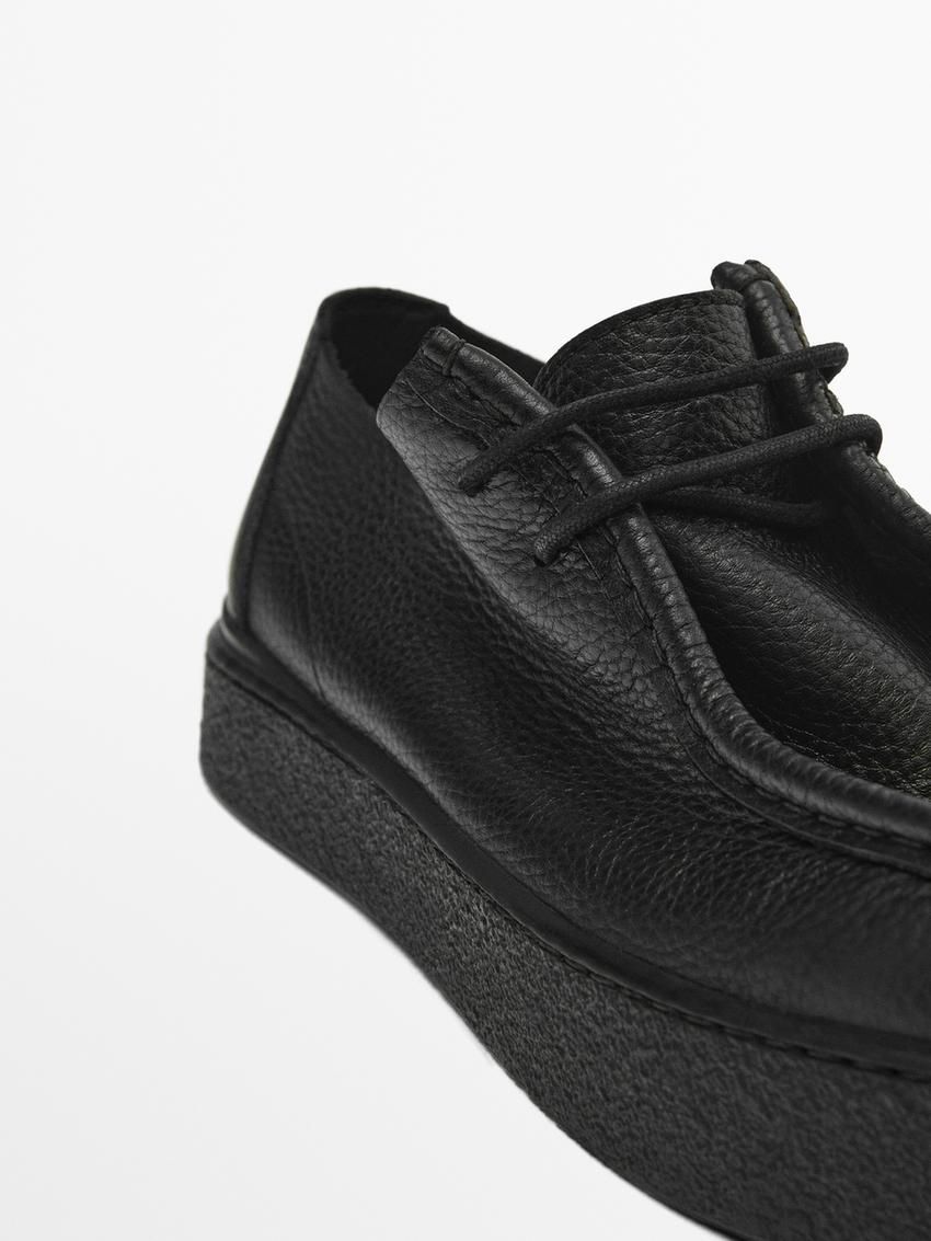 Massimo Dutti Soft Men Leather Shoes Black | US-UK5483716
