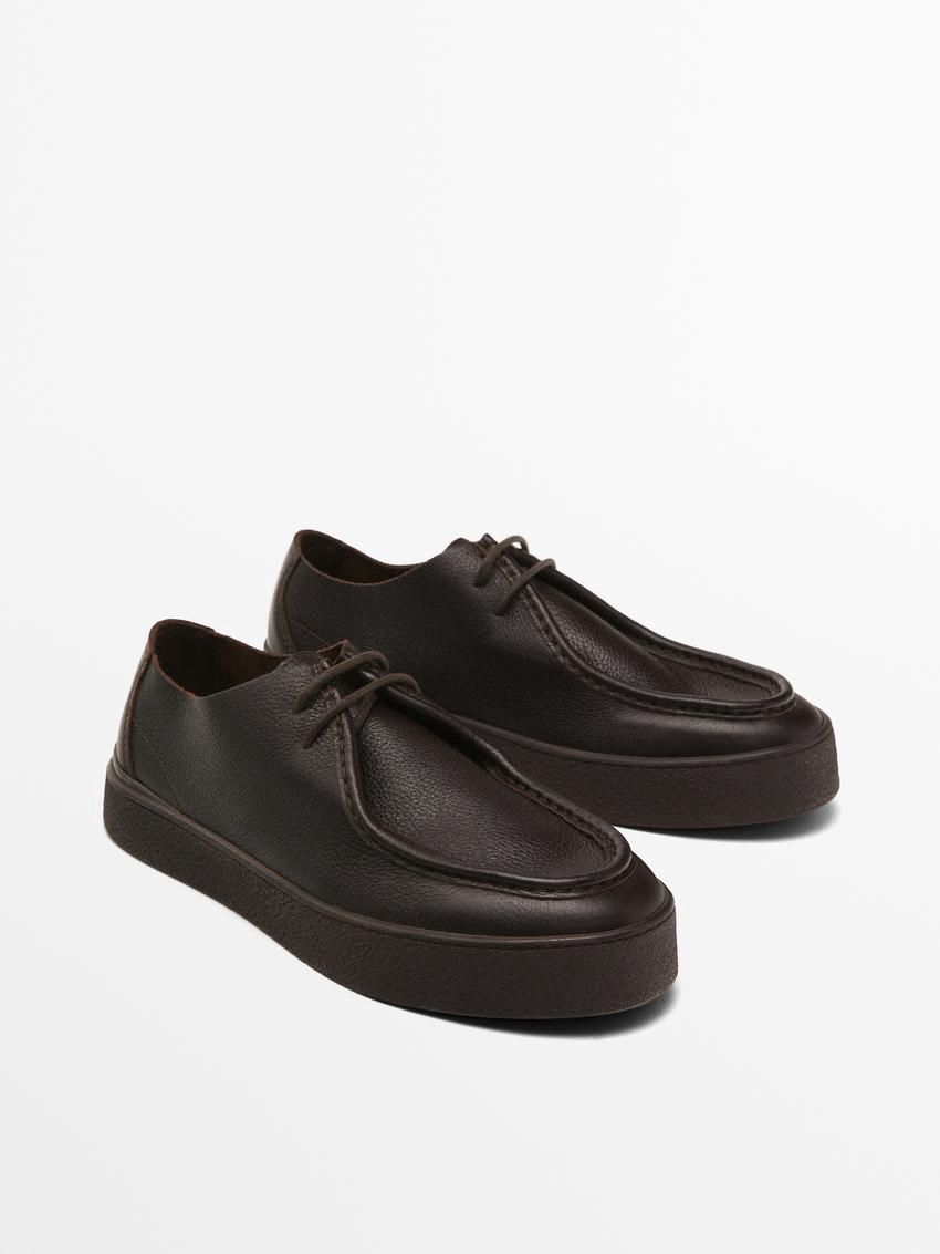 Massimo Dutti Soft Men Leather Shoes Dark Brown | US-IC6094715