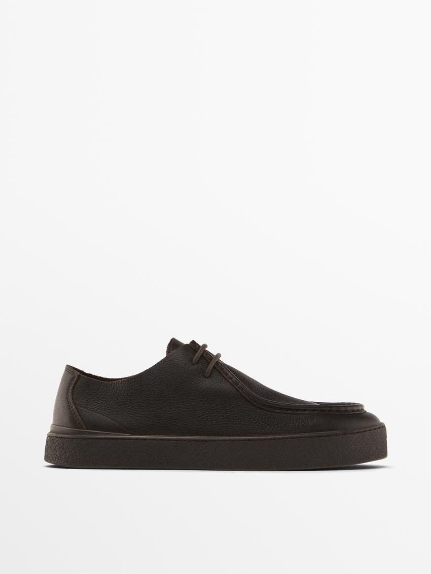 Massimo Dutti Soft Men Leather Shoes Dark Brown | US-IC6094715