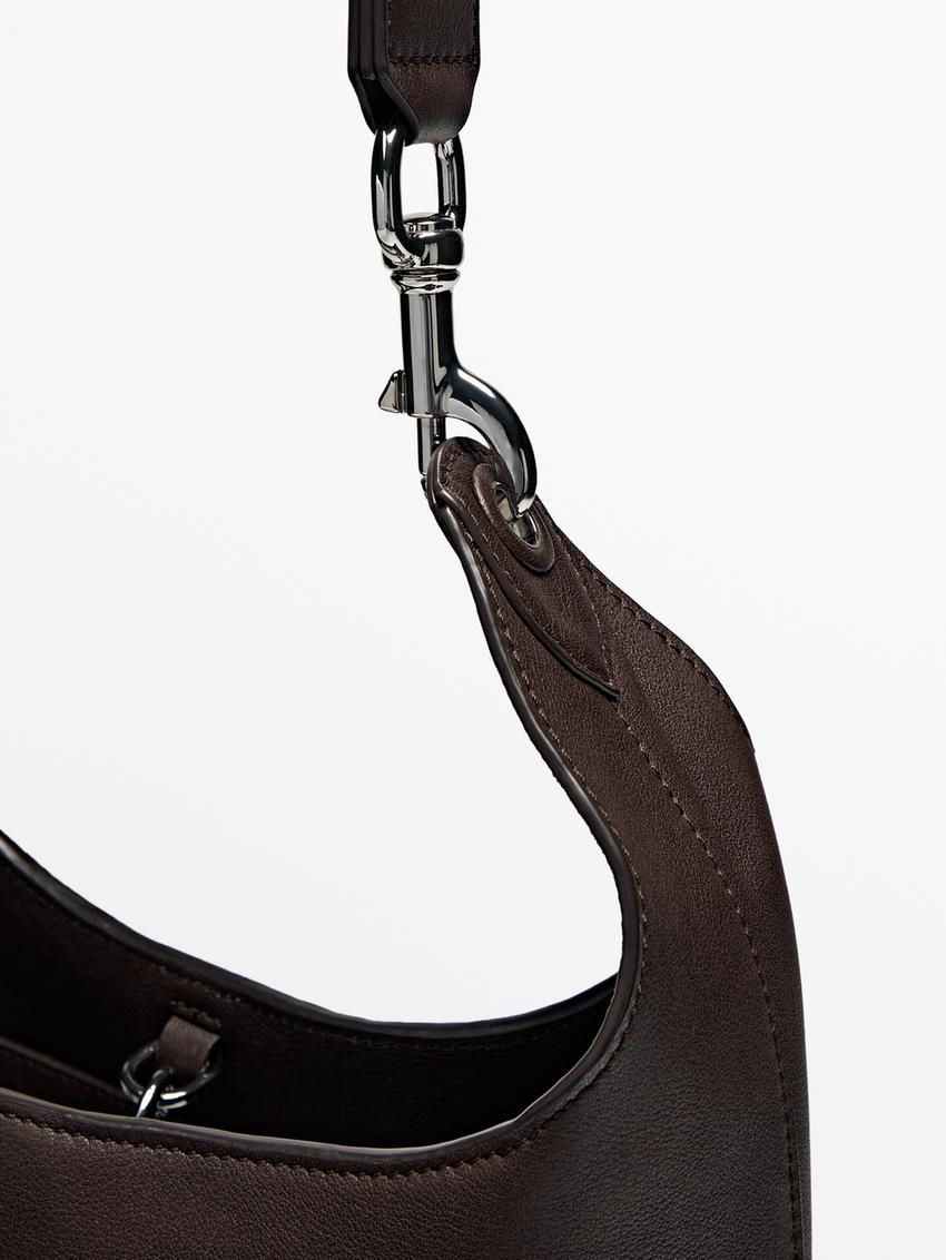 Massimo Dutti Soft Nappa Bucket Women Handbag Dark Brown | US-VN2019867