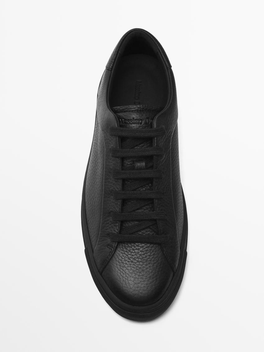 Massimo Dutti Soft Nappa Men Sneakers Black | US-SD4628501