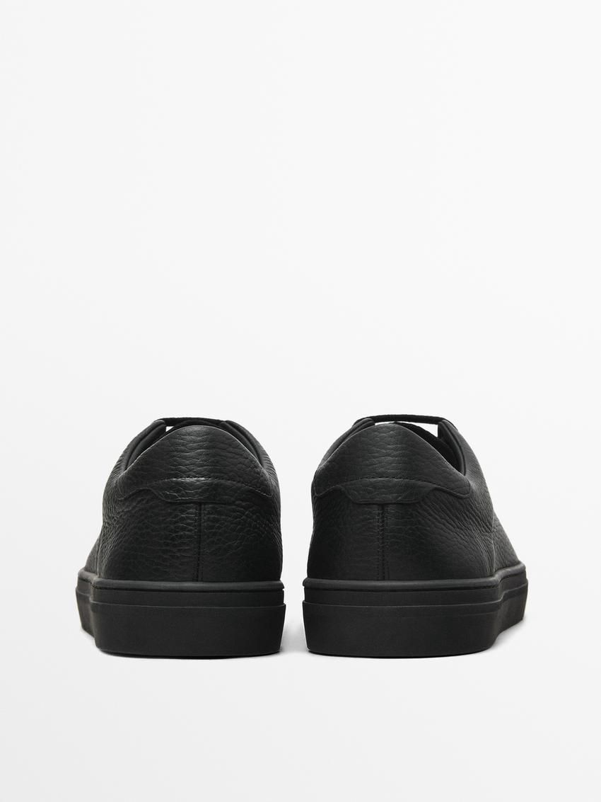 Massimo Dutti Soft Nappa Men Sneakers Black | US-SD4628501