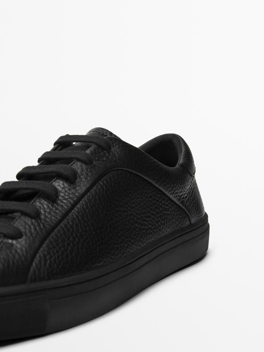 Massimo Dutti Soft Nappa Men Sneakers Black | US-SD4628501