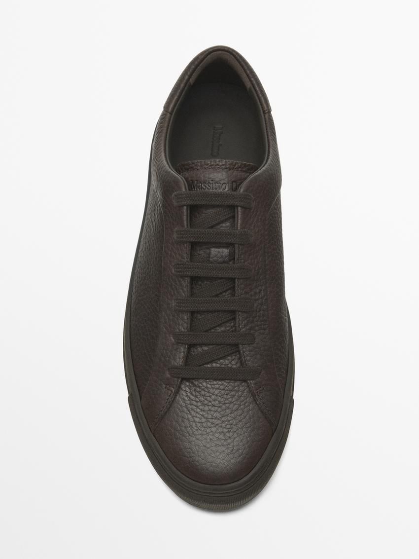 Massimo Dutti Soft Nappa Men Sneakers Dark Brown | US-SN0865413