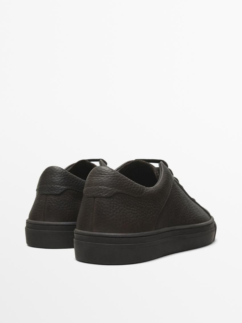 Massimo Dutti Soft Nappa Men Sneakers Dark Brown | US-SN0865413