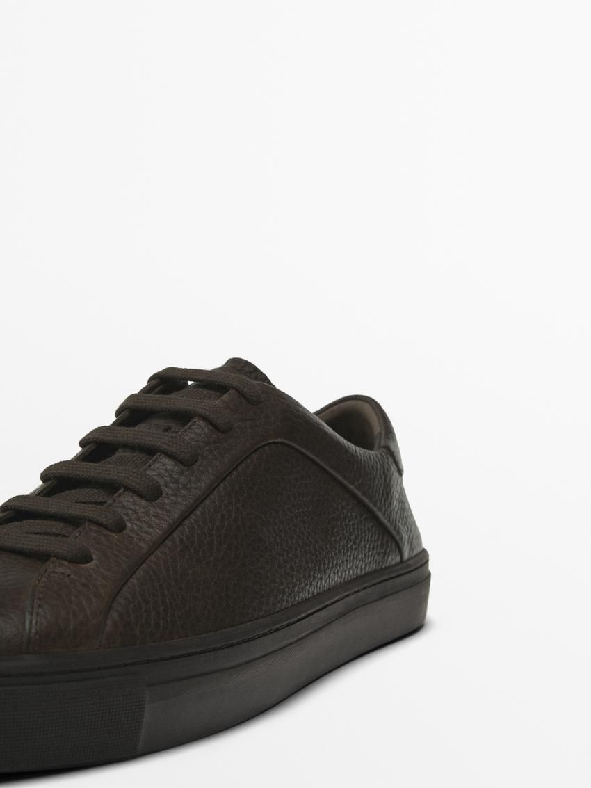 Massimo Dutti Soft Nappa Men Sneakers Dark Brown | US-SN0865413