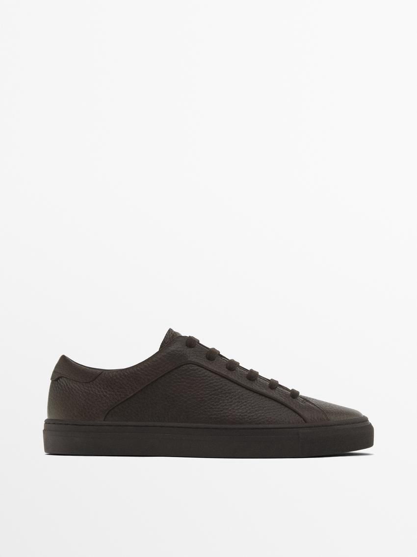 Massimo Dutti Soft Nappa Men Sneakers Dark Brown | US-SN0865413