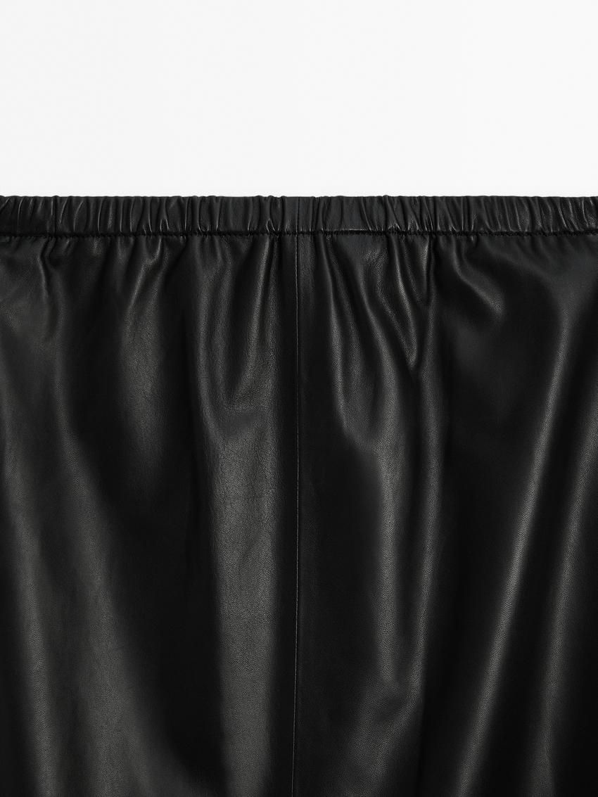 Massimo Dutti Soft Nappa Midi Women Leather Skirt Black | US-TU3780491