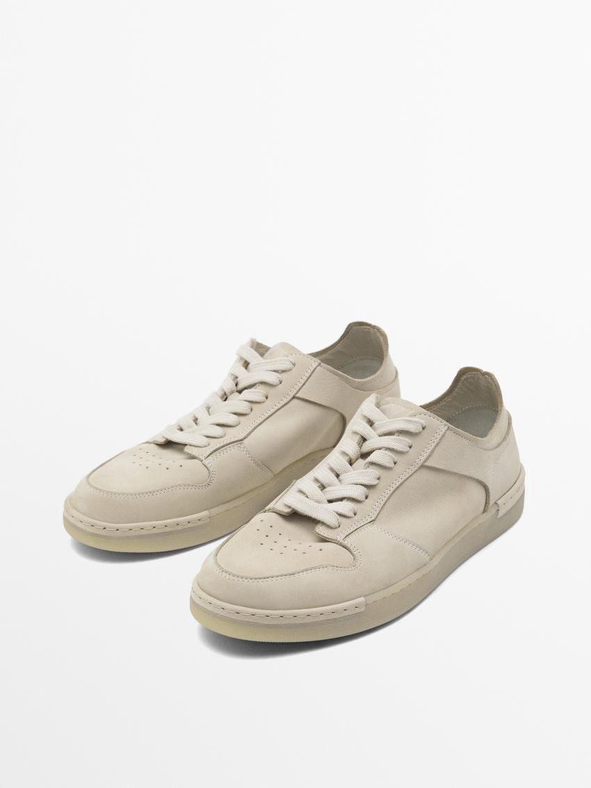 Massimo Dutti Soft Nubuck Men Sneakers Beige | US-TL5634219