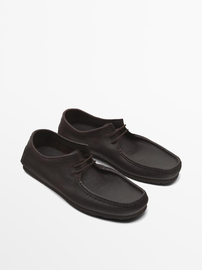 Massimo Dutti Soft Oiled With Moc Toe Men Leather Shoes Dark Brown | US-FZ5796012