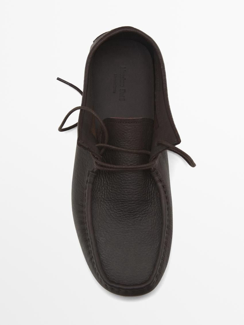 Massimo Dutti Soft Oiled With Moc Toe Men Leather Shoes Dark Brown | US-FZ5796012