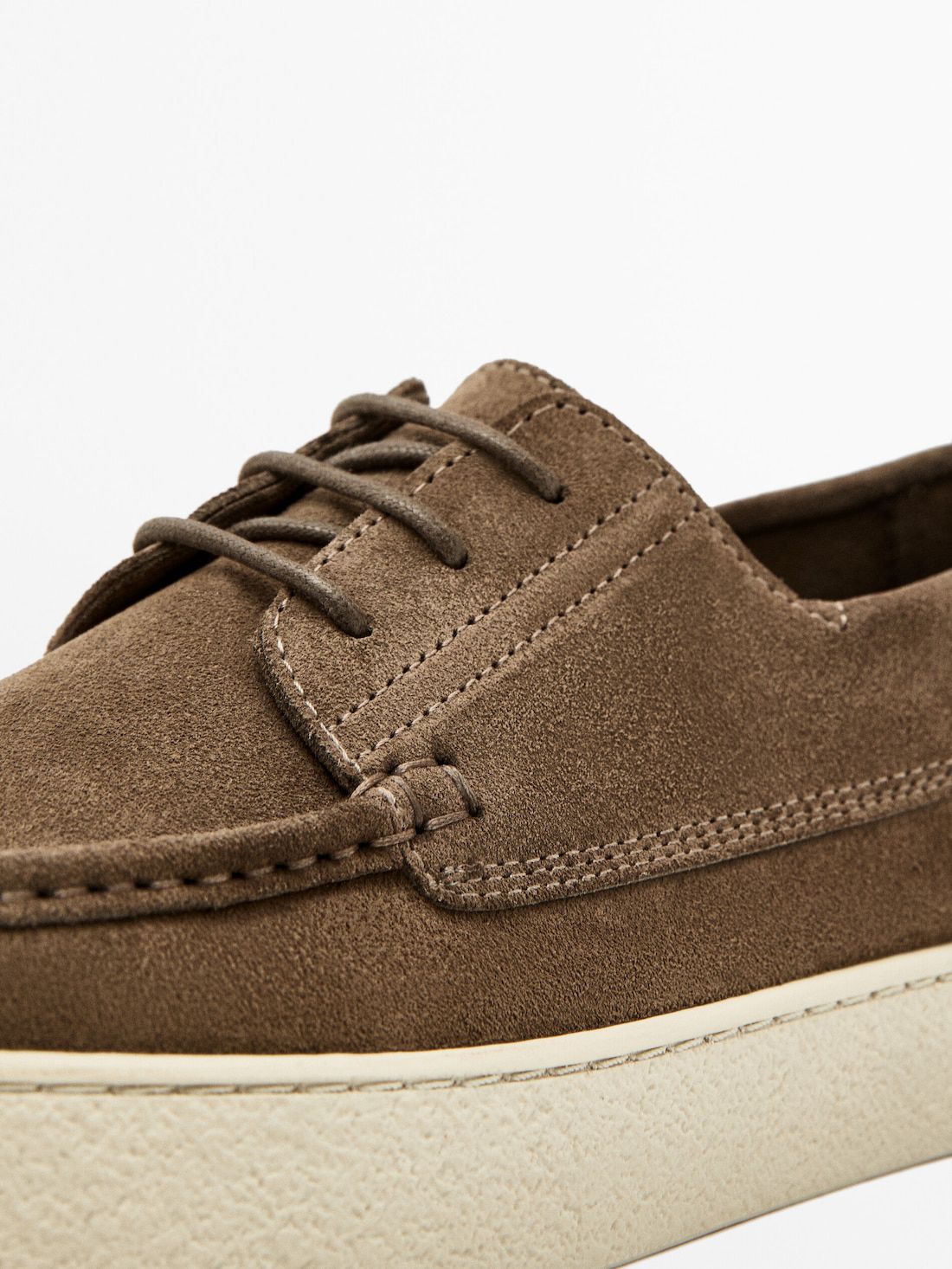 Massimo Dutti Soft Split Leather Men Boat Shoes Brown | US-TJ8342569