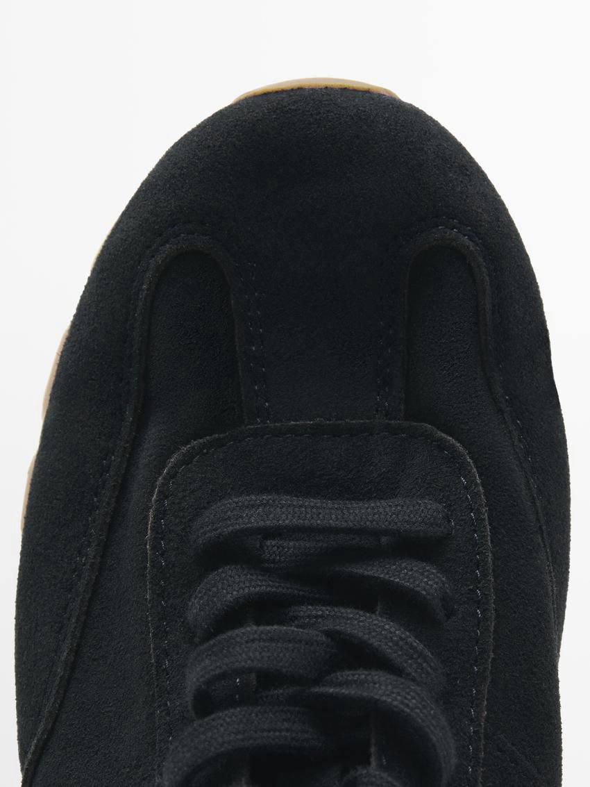 Massimo Dutti Soft Split Leather Men Sneakers Navy | US-QR9215370