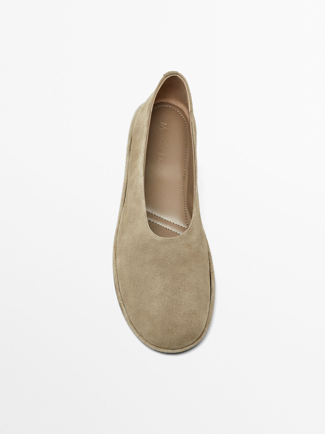 Massimo Dutti Soft Split Leather Women Ballet Flats Khaki Brown | US-MH3867412