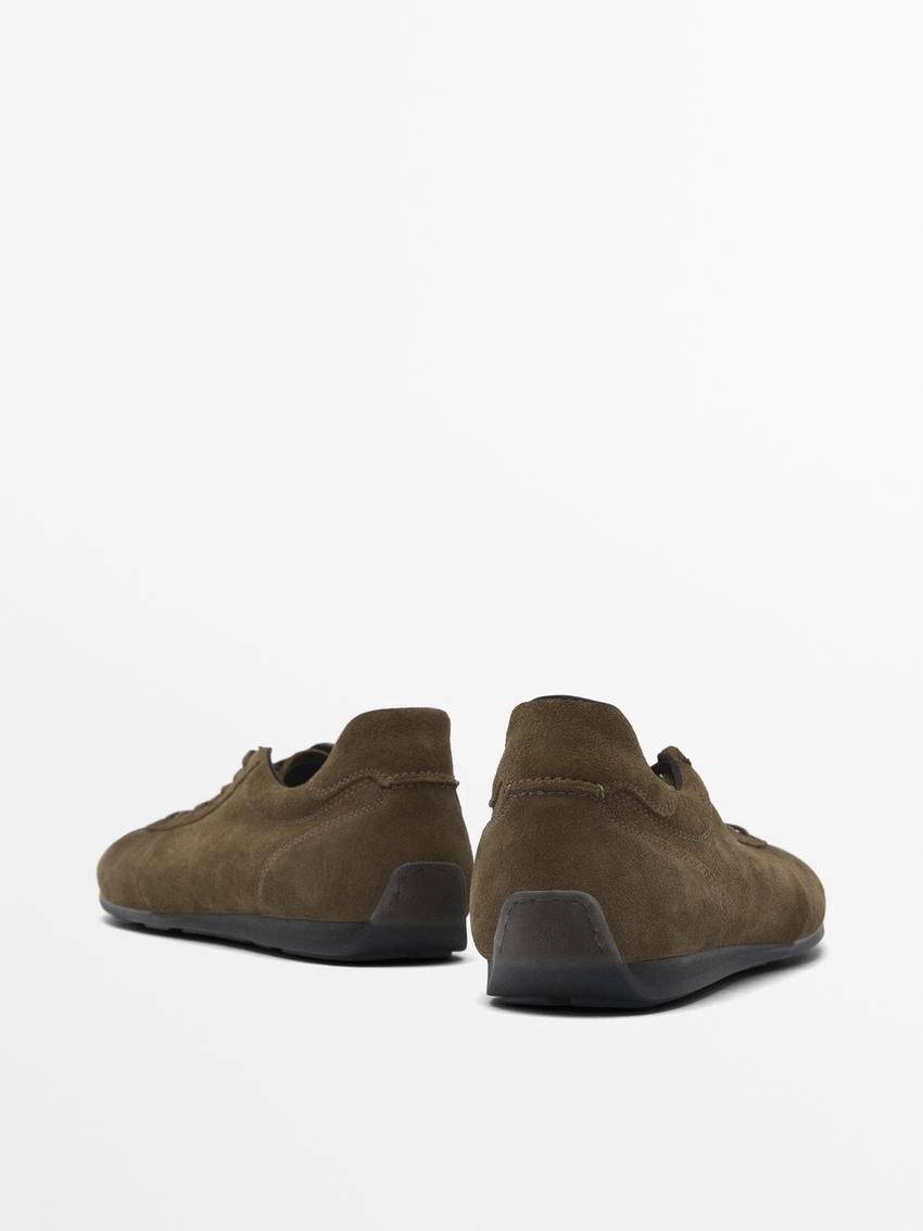 Massimo Dutti Soft Split Suede Men Sneakers Khaki Brown | US-EY4518072