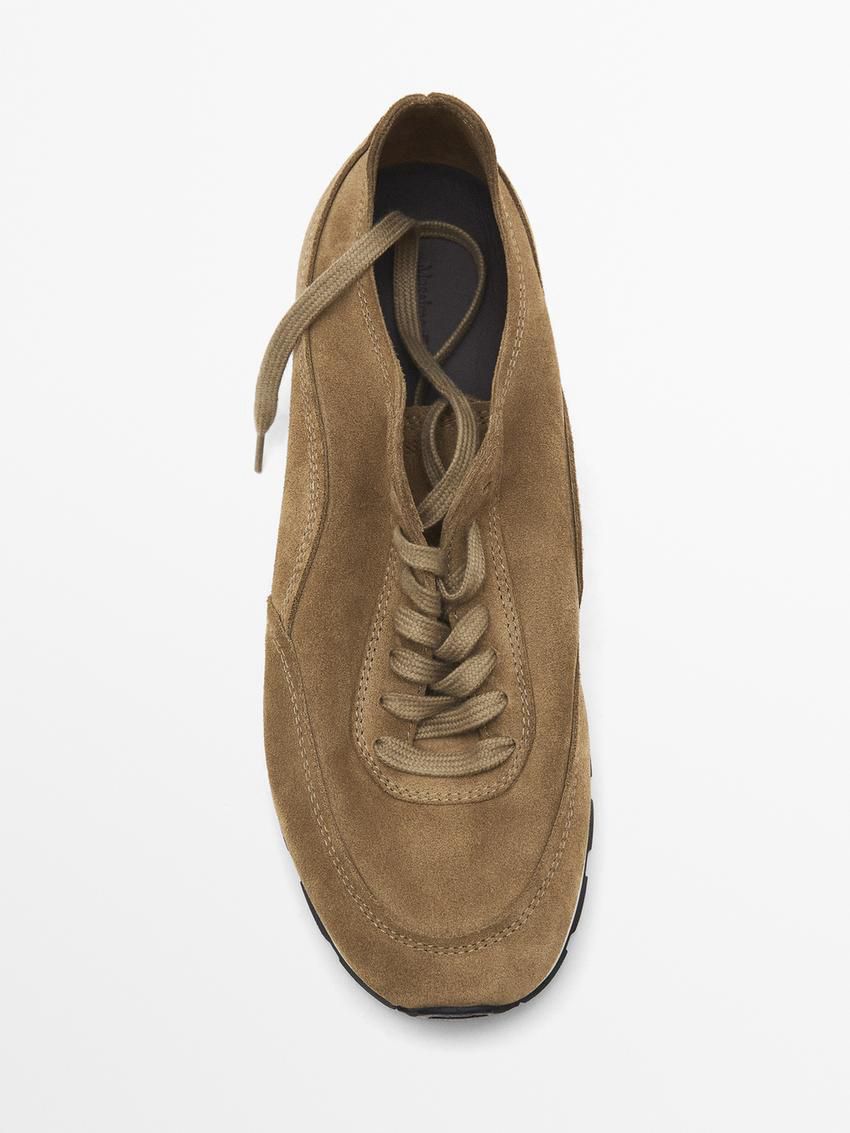 Massimo Dutti Soft Split Suede Men Sneakers Brown | US-NA8592674