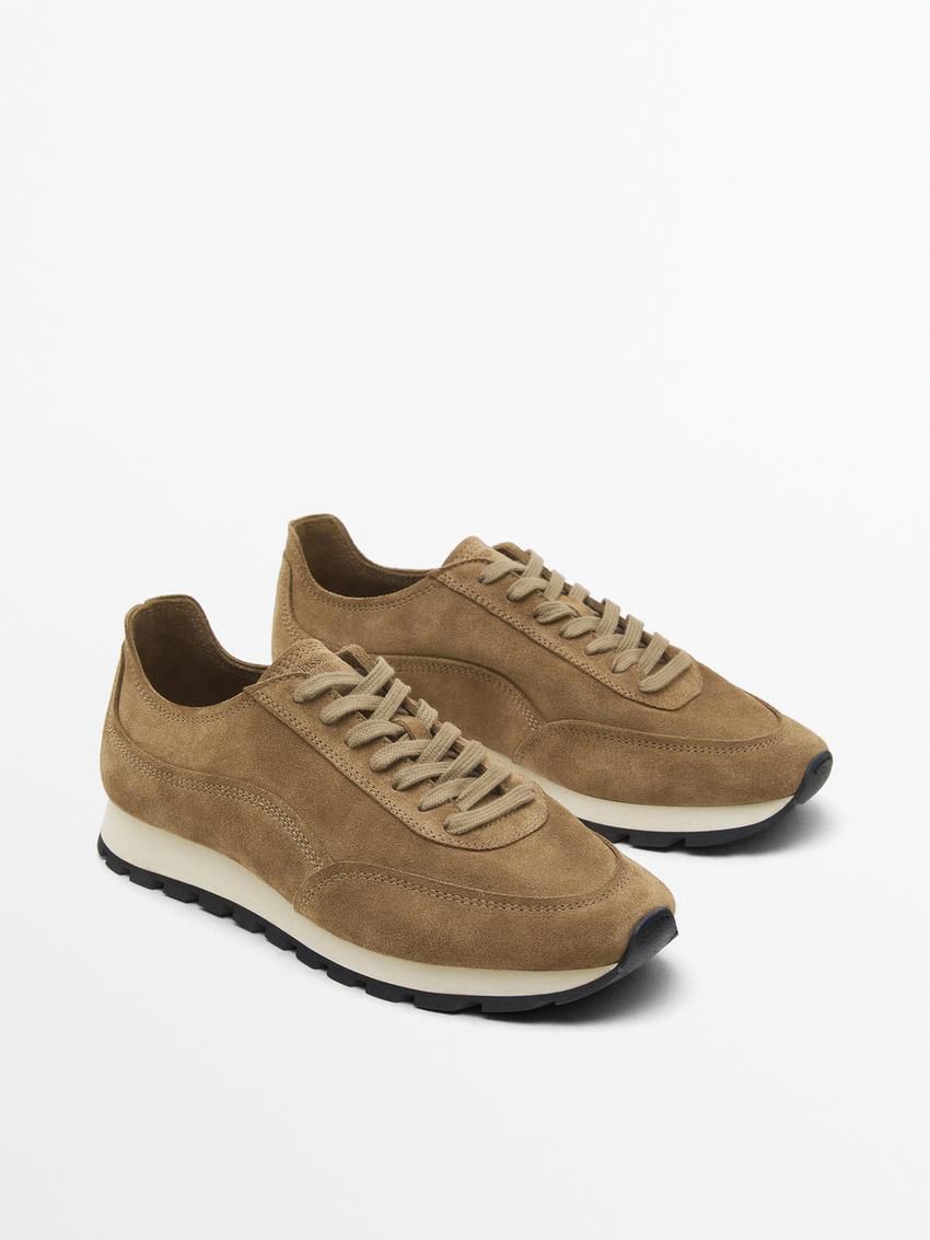 Massimo Dutti Soft Split Suede Men Sneakers Brown | US-NA8592674