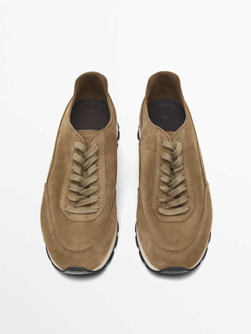 Massimo Dutti Soft Split Suede Men Sneakers Brown | US-NA8592674