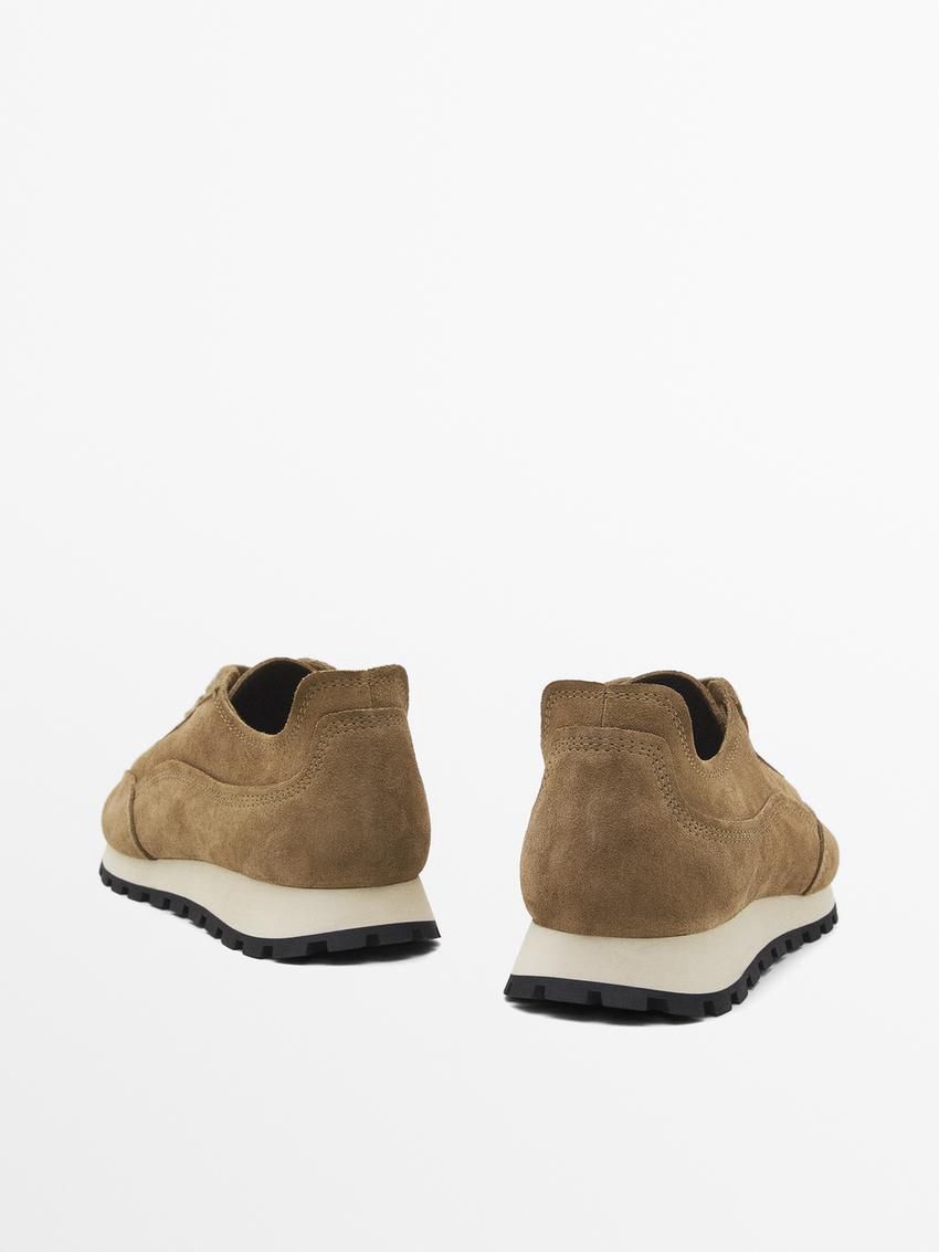 Massimo Dutti Soft Split Suede Men Sneakers Brown | US-NA8592674
