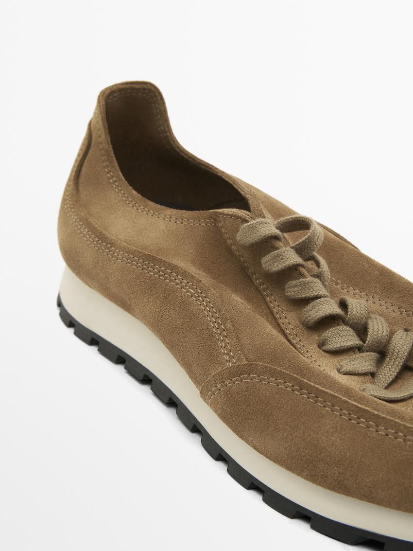 Massimo Dutti Soft Split Suede Men Sneakers Brown | US-NA8592674
