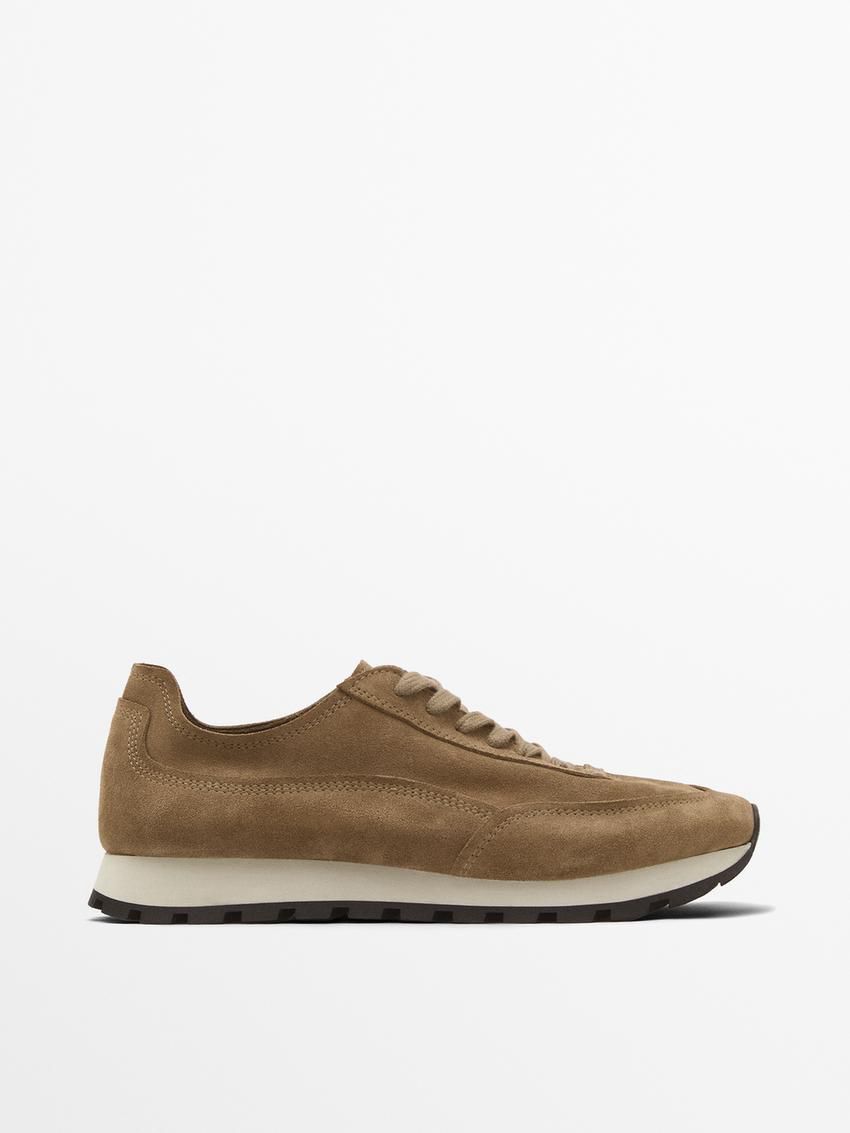 Massimo Dutti Soft Split Suede Men Sneakers Brown | US-NA8592674