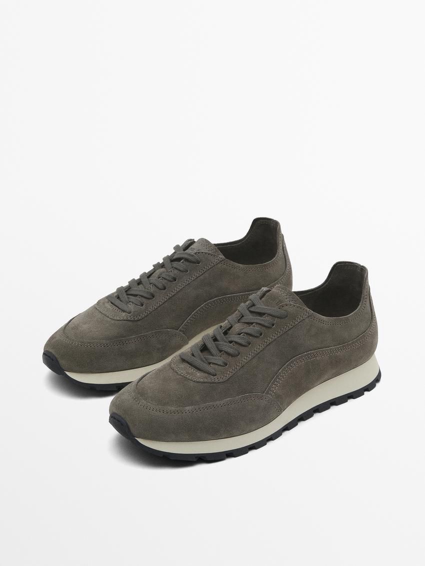 Massimo Dutti Soft Split Suede Men Sneakers Dark Grey | US-IT2340891