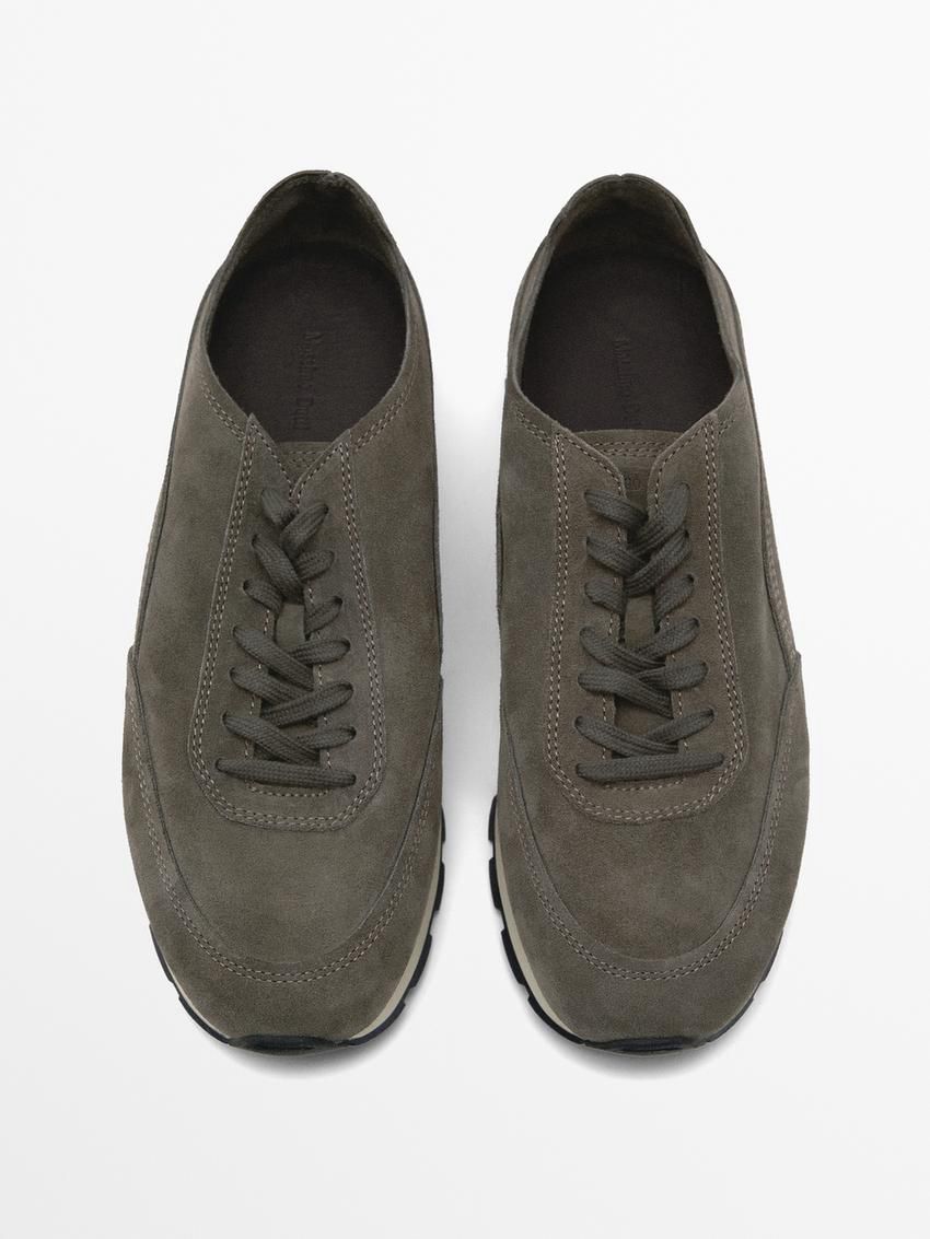 Massimo Dutti Soft Split Suede Men Sneakers Dark Grey | US-IT2340891