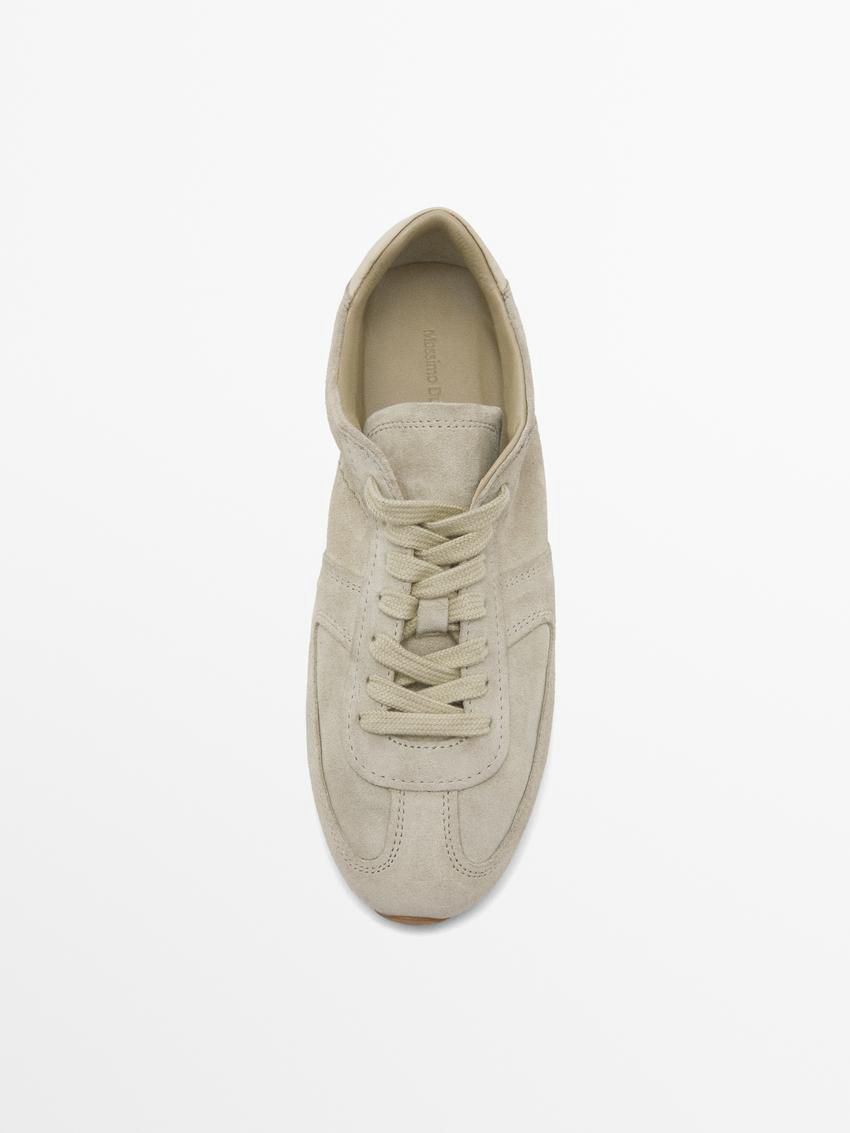 Massimo Dutti Soft Split Suede Women Sneakers Light Khaki | US-CH8169725