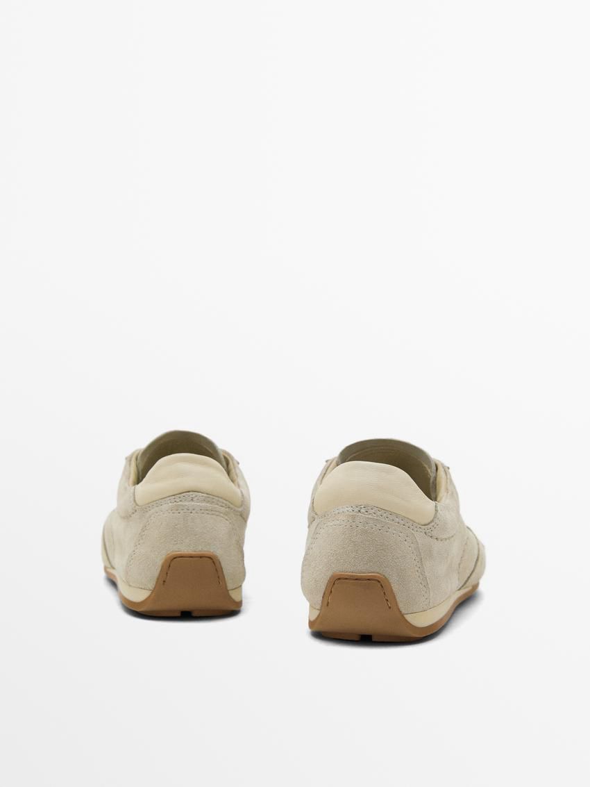Massimo Dutti Soft Split Suede Women Sneakers Light Khaki | US-CH8169725