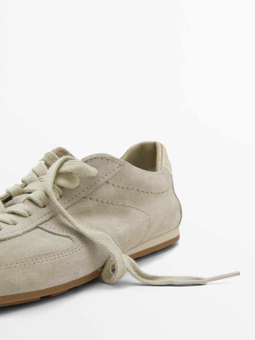 Massimo Dutti Soft Split Suede Women Sneakers Light Khaki | US-CH8169725